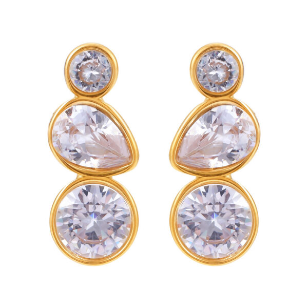 Wholesale Enigma Ins Cross-border New Simple Geometric Water Drops Inlaid Zircon Earrings Stainless Steel 18K Gold Anti-allergy Earrings