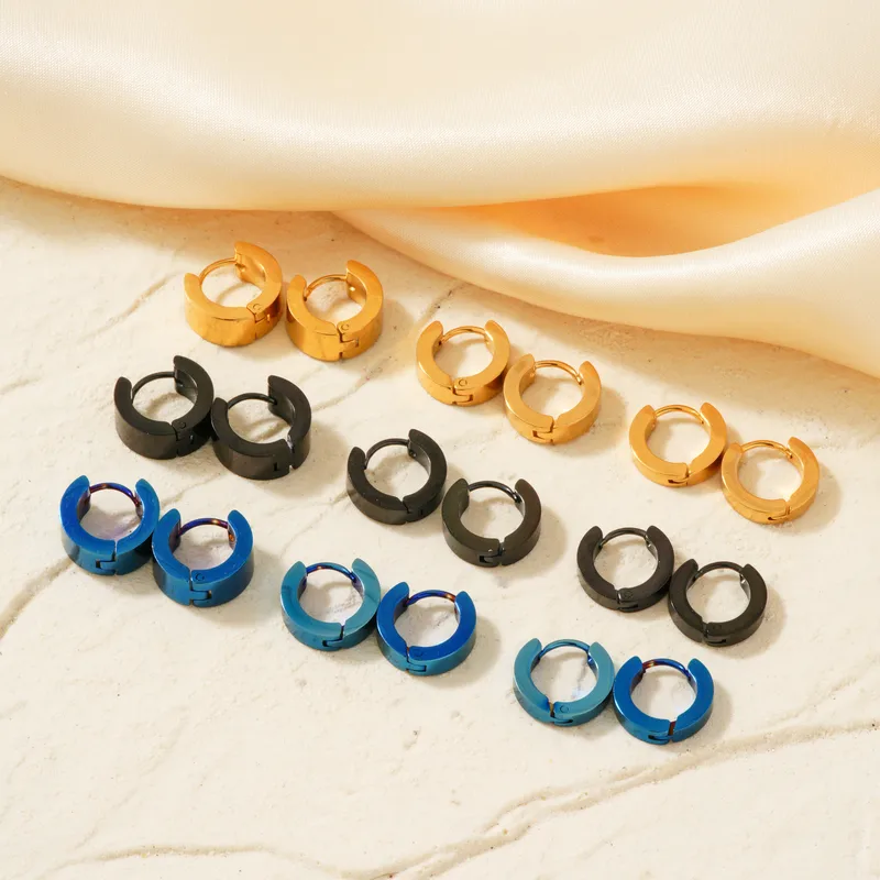 Wholesale Vacuum Plating K Gold Plated Rhodium Plated Circle 304 Stainless Steel Simple Style Earrings
