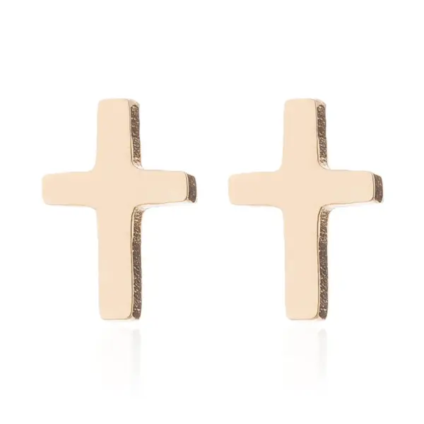 PVD Coated 18K Gold Real Gold Plated Cross 304 Stainless Steel Retro Waterproof Non Tarnish Ear Studs
