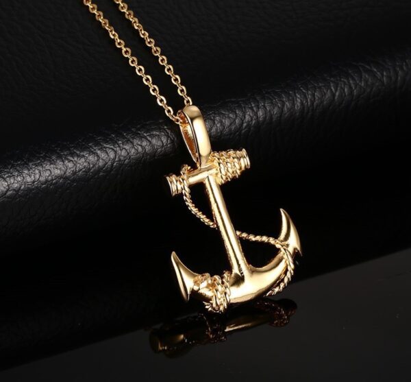 Wholesale Popular Titanium Steel Anchor Pendant Necklace, Trendyy Men's Personalized Retro Cross Jewelry, Gift for Boyfriend