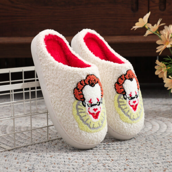 oly-9d4e88c9592d318bac031295948dd2ec Wholesale 25 New Cross-Border Halloween Funny Clown Cotton Slippers for Women Cartoon Horror Movie Christmas Warm Wool Slippers for Men