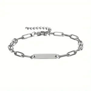 Silver-1 Tag / Square Bracelet