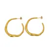 PVD Coated Real Gold Plated 16K White Plating Solid Color 304 Stainless Steel Simple Style Waterproof Non Tarnish Hoop Earrings