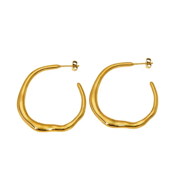 PVD Coated Real Gold Plated 16K White Plating Solid Color 304 Stainless Steel Simple Style Waterproof Non Tarnish Hoop Earrings
