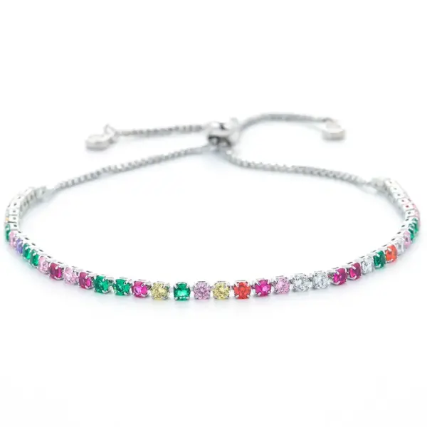 Wholesale Simple Single Row Multicolor Zircon Copper Bracelet