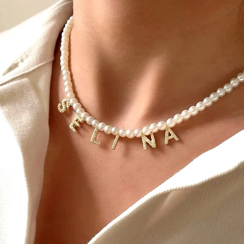 PVD Coated Real Gold Plated Letter Stainless Steel Bohemian Waterproof Non Tarnish Necklace