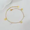 Wholesale 304 Stainless Steel Geometric PVD Coated Rhinestones 18K Real Gold Plated Princess Cute Artistic Waterproof Non Tarnish Inlay Anklet