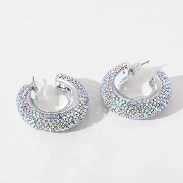 Wholesale 1 Pair Nordic Style Lady Tropical C Shape Inlay 304 Stainless Steel CCB Zircon Ear Studs