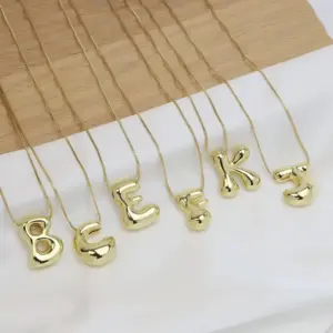 Wholesale Copper 18K Gold Plated Simple Style Letter Plating Pendant Necklace