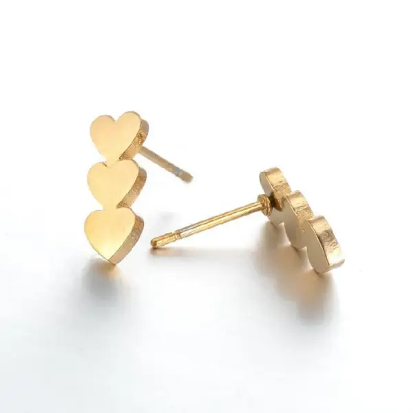 Wholesale PVD Coated Real Gold Plated Heart Shape Stainless Steel Fashion Waterproof Non Tarnish Ear Studs