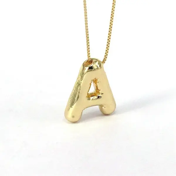 Wholesale Simple Style Classic Style Letter Copper 18k Gold Plated Pendant Necklace In Bulk