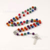oly-9d613f6cfeedae8fbcd5a2b8cb265204 Wholesale 8mm mixed color rose bead cross rosary necklace