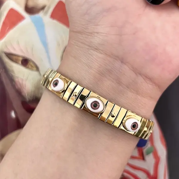 Wholesale Simple Style Commute Eye 304 Stainless Steel 18K Gold Plated Bangle In Bulk