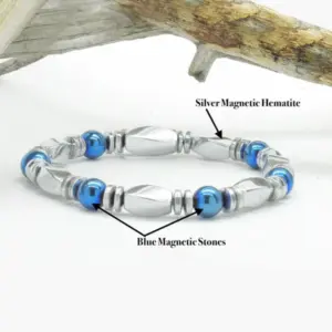 Diamond Haematite Double Spacer Blue round Beads
