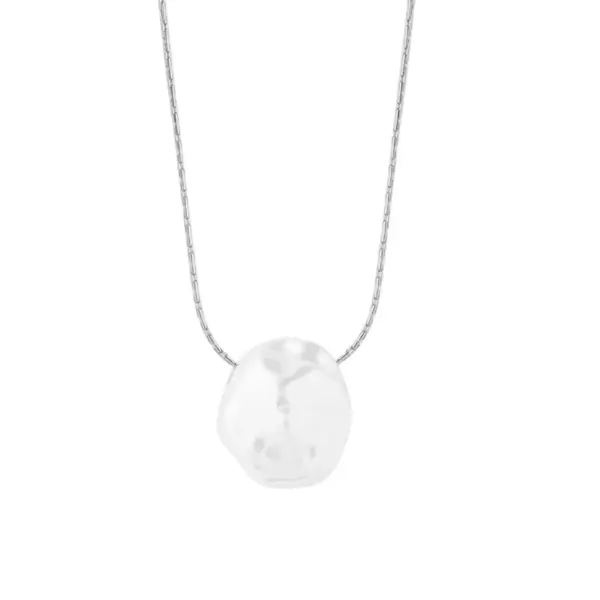 Wholesale PVD Coated Real Gold Plated 18K Gold Oval 304 Stainless Steel Imitation Pearl Fairy Style Waterproof Non Tarnish 304 Stainless Steel Pendant Necklace