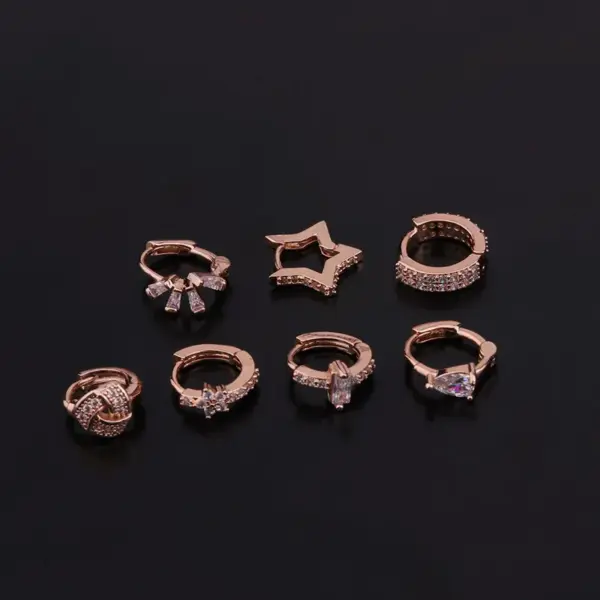 Ear Cartilage Rings & Studs Geometric Copper Zircon