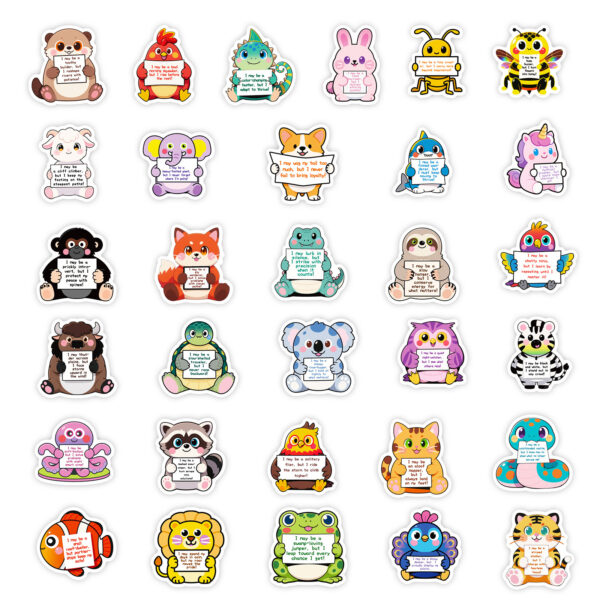 Wholesale 56PCS/PACK Cartoon Animal Motivational Text Stickers