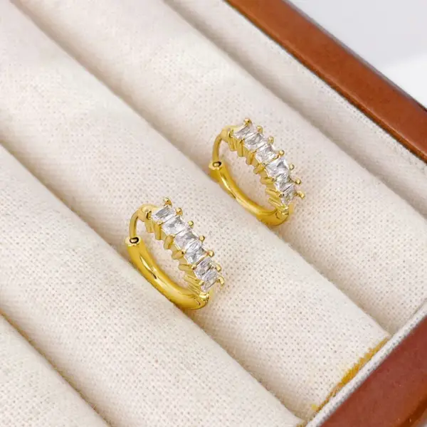 Wholesale PVD Coated Real Gold Plated Geometric 304 Stainless Steel Simple Style Waterproof Non Tarnish Earrings