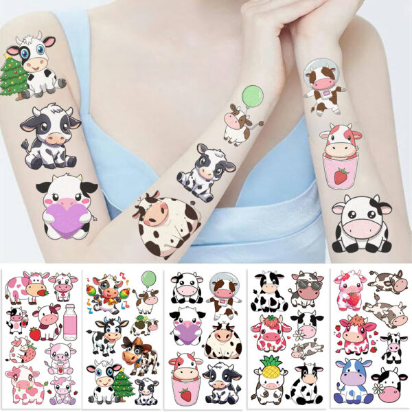Wholesale Cross-border New Color Cow Tattoo Sticker Waterproof Party Gift Funny Fun Face Sticker Cross-border