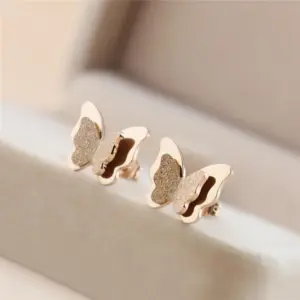 Fashion Simple Style Butterfly Titanium Steel Plating Butterfly Earrings