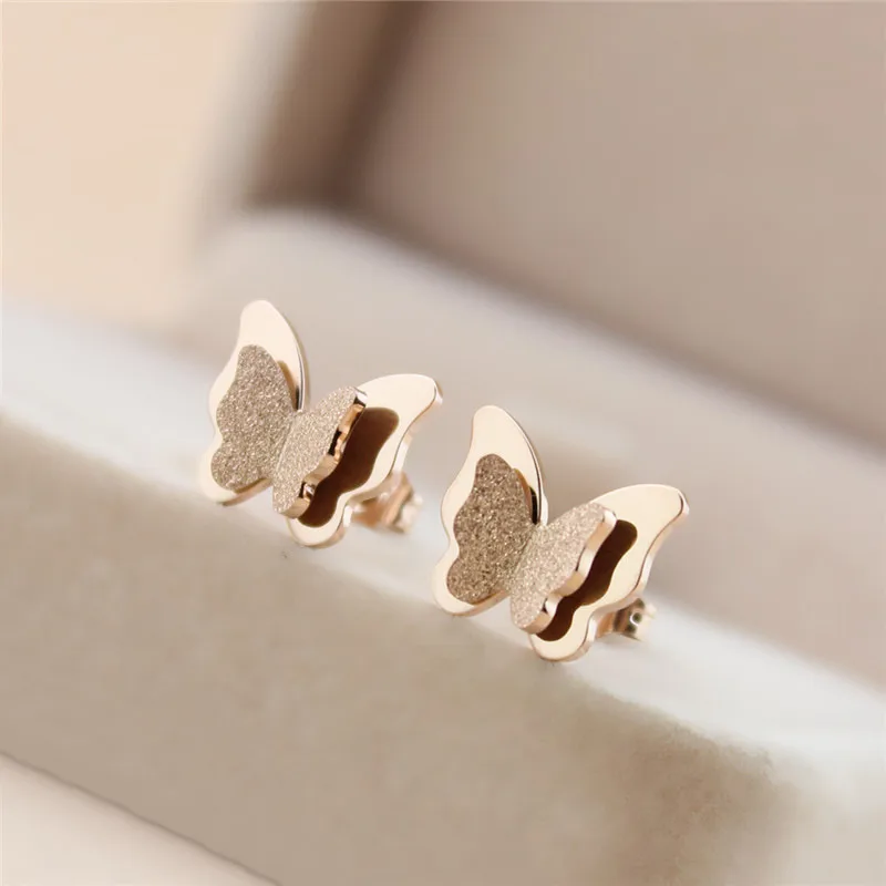 Wholesale Fashion Simple Style Butterfly Titanium Steel Plating Butterfly Earrings
