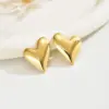 Wholesale 201 Stainless Steel 304 Stainless Steel Heart Shape Electroplating Stone-Free Imitation Gold Sweet Simple Style Multicolor-Golden Yellow Ear Studs