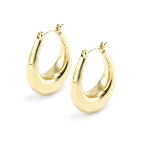 Wholesale 1 Pair Simple Style U Shape Polishing 304 Stainless Steel 18K Gold Plated Stainless Steel Earrings