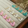 304 Stainless Steel Heart Shape PVD Coated 18K Gold Plated Real Gold Plated 18K Gold Elegant Cute Sweet Waterproof Non Tarnish Plating Light Blue White Pink Earrings