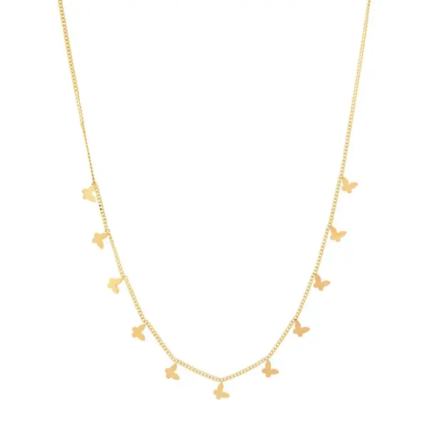 PVD Coated Real Gold Plated Four Leaf Clover Square Butterfly Stainless Steel Elegant Waterproof Non Tarnish Necklace