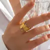 Wholesale Ion Plating (IP) 18K Gold Plated Irregular 304 Stainless Steel Funny Classic Style Waterproof Non Tarnish Open Rings