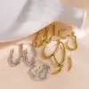 Wholesale PVD Coated 14K Gold Real Gold Plated Solid Color 304 Stainless Steel Modern Style Simple Style Waterproof Non Tarnish Ear Studs
