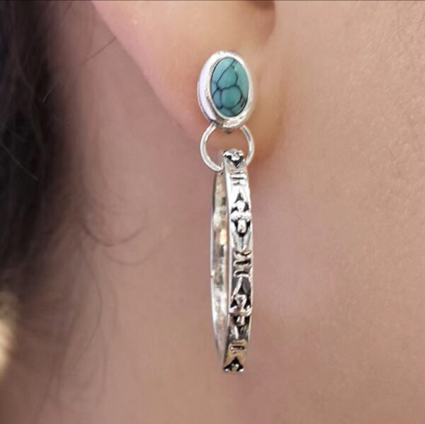 Wholesale European and American cross-border hot-selling fashion bohemian style retro agate and turquoise earrings, niche design earring