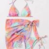 oly-9d9f9a63810dcfb2149b341a6db0e465 Wholesale New Swimwear Bikini Tie-Dye Three-Piece Set Colorful Chiffon Fashion Sexy Three-Piece Set Cross-Border Special for Swimwear Women