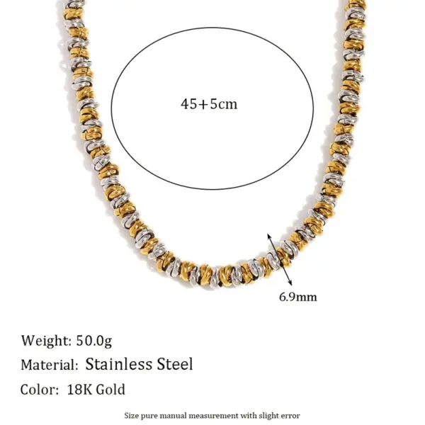 Wholesale 304 Stainless Steel Geometric Color Block Solid Color PVD Coated Real Gold Plated Simple Style Waterproof Non Tarnish Plating Gold Silver Bracelets Necklace