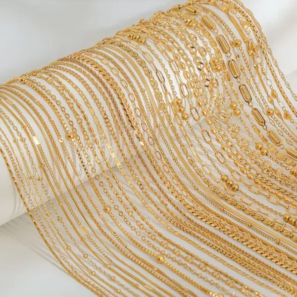 Elegant Simple Titanium Steel Basic Box Chain Jewelry Stainless Steel Plated 18K Blade Chain Necklace For Women Casual Love Pattern