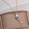 Wholesale Jewelry Cute Star Heart Shape Bow Knot Titanium Steel Zircon Inlay Pendant Necklace