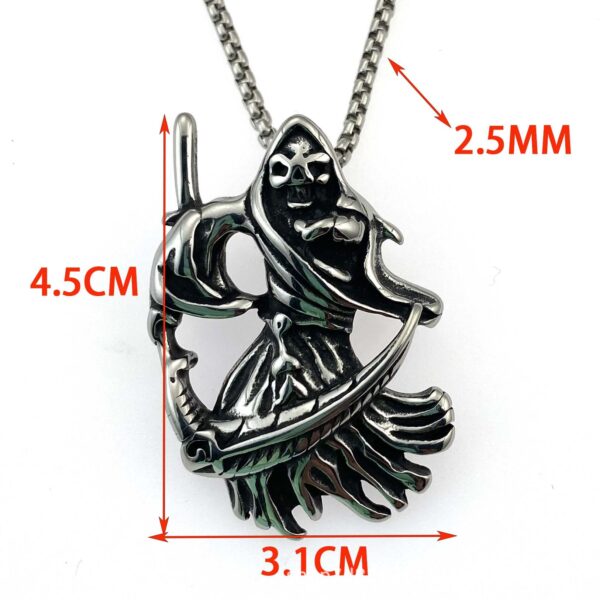 Wholesale Foreign trade Halloween fashion jewelry vintage necklace sweater chain death sickle skull stainless steel pendant necklace
