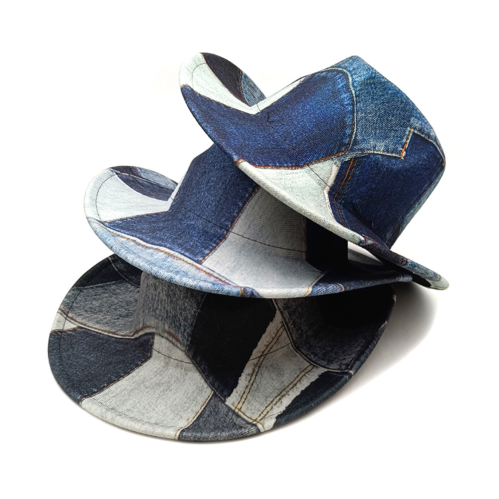 Wholesale Western Denim New Woolen Hat Jazz Hat Autumn and Winter Vintage Warm Hat Men's and Women's Cole Stage Hat