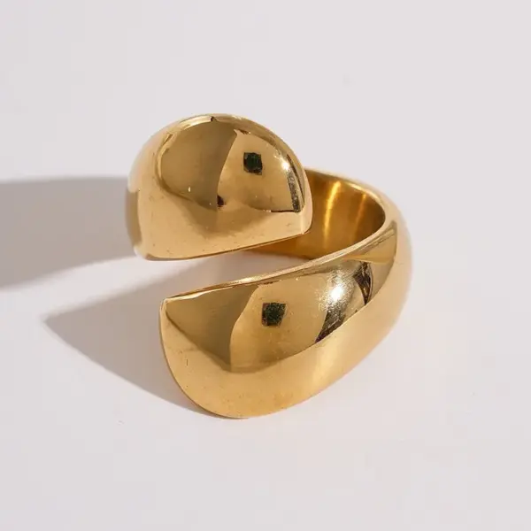 PVD Coated 14K Gold Real Gold Plated Solid Color 304 Stainless Steel Casual Modern Style Commute Waterproof Non Tarnish Rings