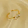 PVD Coated 18K Gold Plated Crown Stainless Steel Elegant Simple Style Waterproof Non Tarnish Open Rings