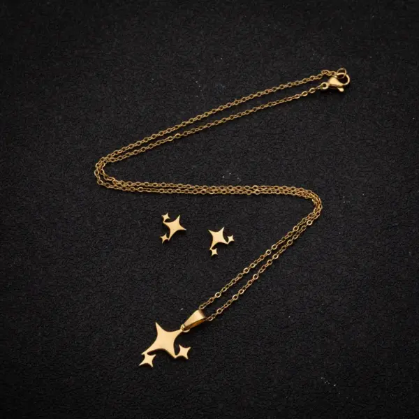 Wholesale PVD Coated 18K Gold Real Gold Plated Star 201 Stainless Steel Simple Style Waterproof Non Tarnish Earrings Necklace