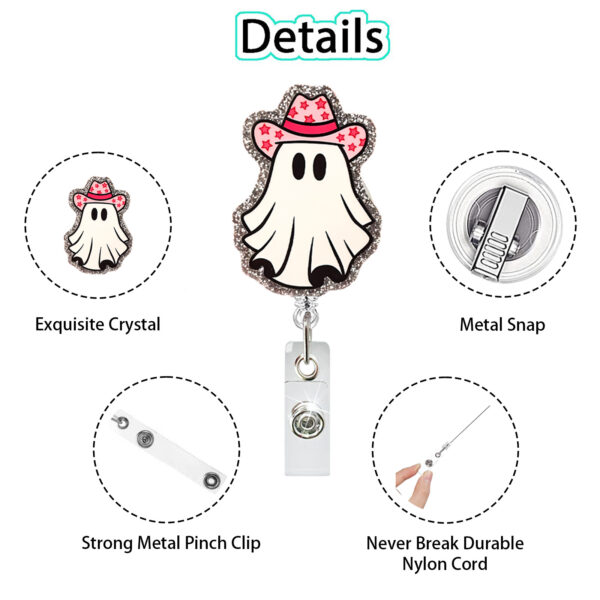 Wholesale Halloween Pumpkin Ghost Acrylic Easy Pull Buckle Easy Pull Doctor Nurse Gift Retractable Badge Scroll