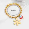 Wholesale Real Gold Plated Leaves 304 Stainless Steel Vacation Rock Classic Style Waterproof Non Tarnish 304 Stainless Steel Bracelets