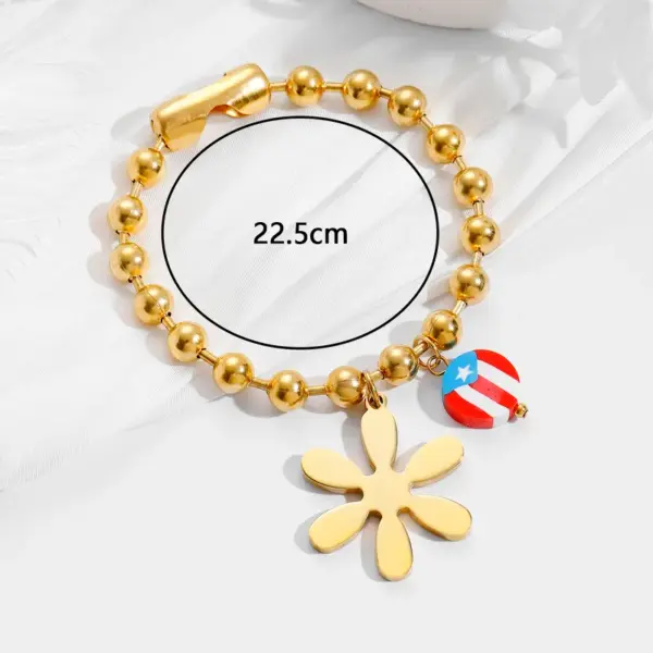 Wholesale Real Gold Plated Leaves 304 Stainless Steel Vacation Rock Classic Style Waterproof Non Tarnish 304 Stainless Steel Bracelets