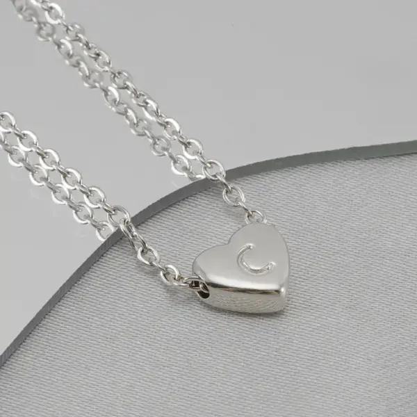 Wholesale Stainless Steel Simple Style Commute Polishing Plating Inlay Letter Heart Shape Necklace