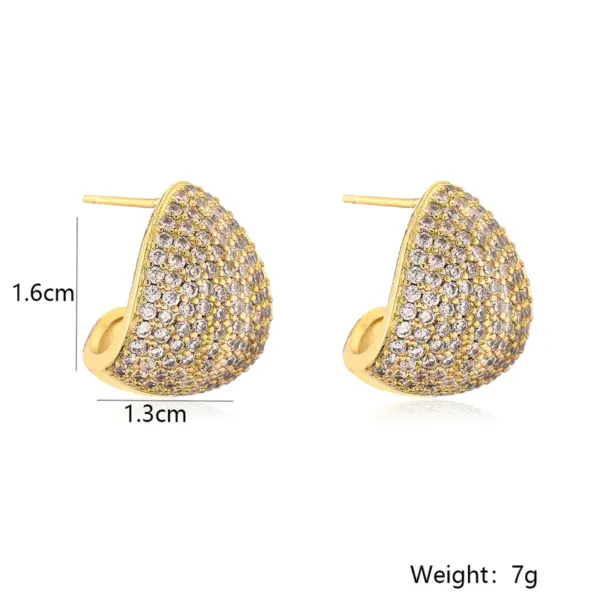 Wholesale 1 Pair Retro Simple Style Geometric Inlay Copper Zircon 18K Gold Plated Ear Studs
