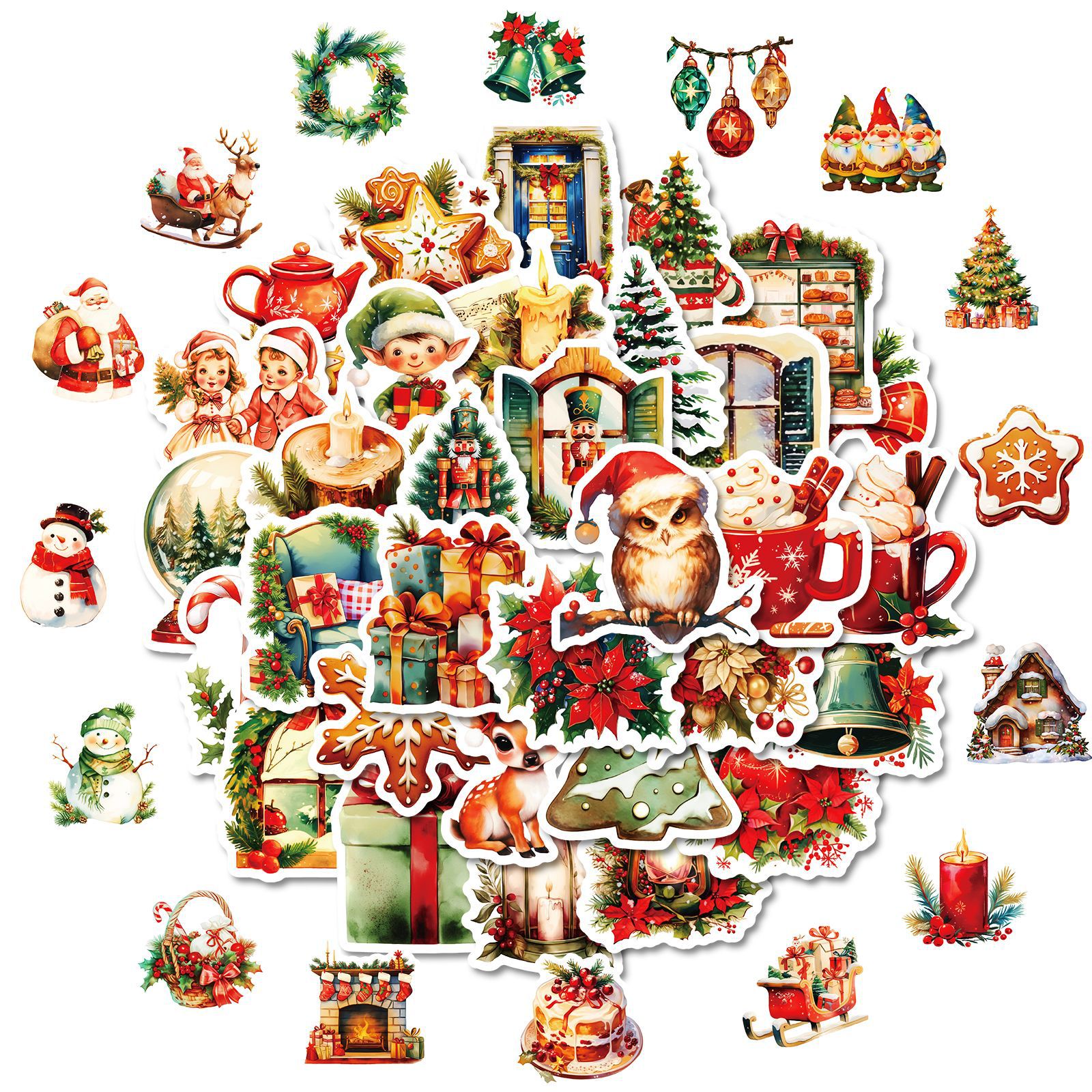 Wholesale 50 Christmas Family Atmosphere Cartoon Graiti Stickers Decorative Lage Notebook Stickers awing Paper