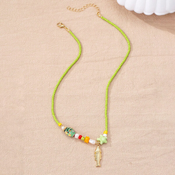 Wholesale Bohemian Glass Bead Fish and Starfish Pendant Necklace
