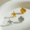Wholesale Vacuum Plated 18K Gold Pearl Starfish And Shell Asymmetric Earrings Beach Holiday Style Women Stainless Steel Earring Post