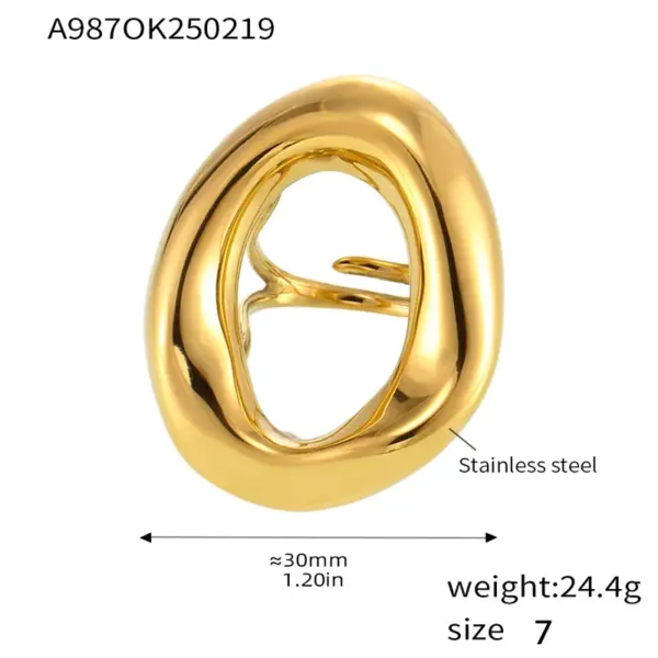 Wholesale PVD Coated Real Gold Plated 18K Gold Geometric 304 Stainless Steel Luxurious Vacation Waterproof Non Tarnish Rings Necklace